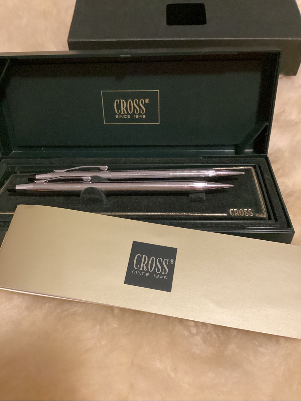 Men's Silver Ballpoint Pen and Pencil Set - Silver